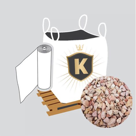 Kit Graviers rose + géotextile = 1 Big Bag gravier rose 8/14 1.5T [environ 20m2 sur 5cm d'épaisseur] + 1 géotextile 25m2 (1/3)