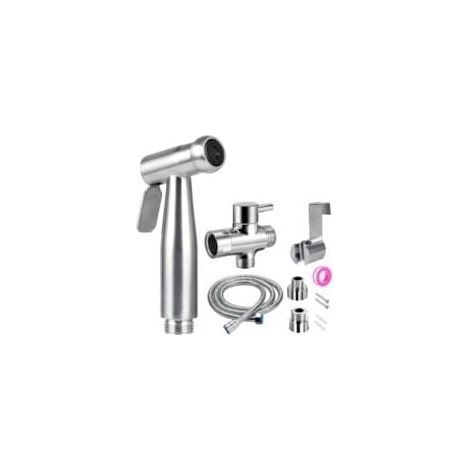 Douchette pour robinet avec vanne 3 voies – Flexible en acier inoxydable 59 pouces – Laiton pour douchette et adaptateur – Compatible toilettes et salles de bain (1/4)