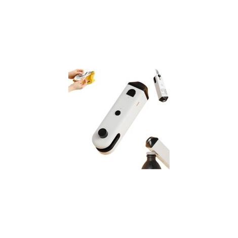Mini scellant 4 en 1 avec cutter et aimant, lampe de poche LED et décapsuleur, scellant à chaud, machine de scellage thermique portable pour aliments frais, idéal pour la cuisine, le (1/5)