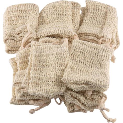 Lot de 30 sachets à savon en sisal naturel, pochettes de rangement pour savon exfoliant (1/5)
