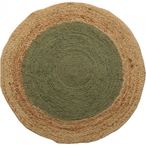 Tapis rond en jute tressé, bicolore naturel et kaki, 120 cm - Atout Ciel 69014 (1/2)
