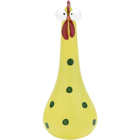 Figura de gallina de resina con ojos grandes y cuello largo verde, 20 cm, objeto decorativo único, decoración de patio. [Figura de jardín] + [Resina] + [Gallina con ojos grandes] + [Objeto decorativo  (1/4)