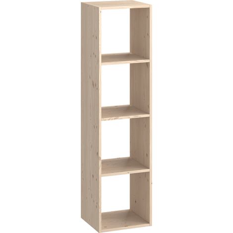 Pensile Libreria 4 Ripiani 36x30x139 cm in Legno di Pino Naturale (1/2)