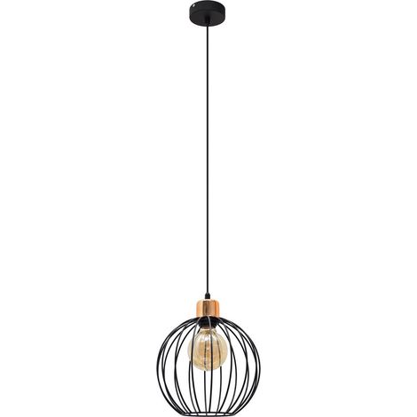 Helam MERCURE Plafonnier Wire Frame Noir, Cuivre 24cm (1/4)