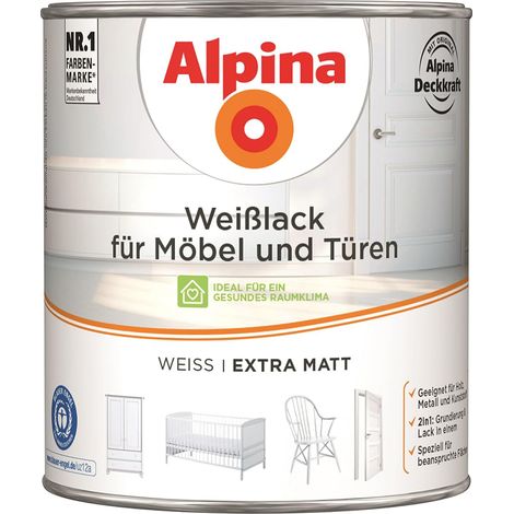Alpina Weisslack für Möbel und Türen extra matt 2,0 Ltr. Möbellack (1/3)