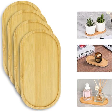 4 Pièces Plateaux Ovales en Bambou,17.5x8.8cm,Accessoire,Café,Thé,Bijoux,Maison (1/5)