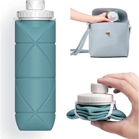 Zusammenfaltbare Wasserflasche mit wiederverwendbarem, BPA-freiem und auslaufsicherem Ventil für Sport, Camping und Wandern. (1/5)