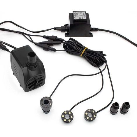 Pompe de fontaine avec Anneau à LED 3 xBlanc Bague LED éclairage 1500L/H (1/5)