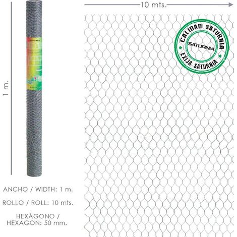 Enrejado Triple Torsion 50 / Ancho 100 cm. Rollo 10 Metros Uso Domestico