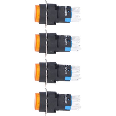 25 interrupteurs à bouton-poussoir momentanés autobloquants à 8 broches ronds avec voyant lumineux 24 V BEMLA1622DSY 16 mm (jaune) (1/5)