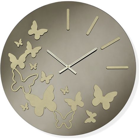 Orologio da parete rotondo D60 cm in cristallo Bronzo BUTTERFLY