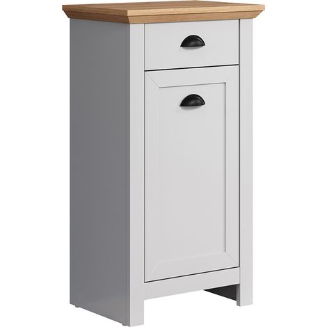 Meuble bas de salle de bain style campagne gris clair/chêne Indiana (1/5)