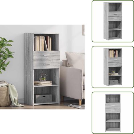 The Living Store Highboard Grau Sonoma 50x42,5x124 cm Holzwerkstoff - Sideboard - Hochboard - Wohnzimmermöbel - Holz Sideboard - Grau (1/5)
