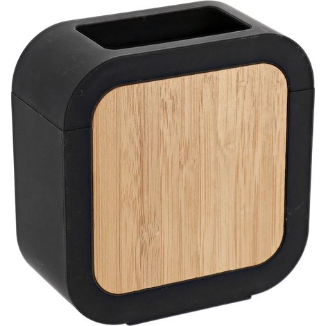 Bicchiere quadrato in gomma + abs e bambù - nero - Tendance