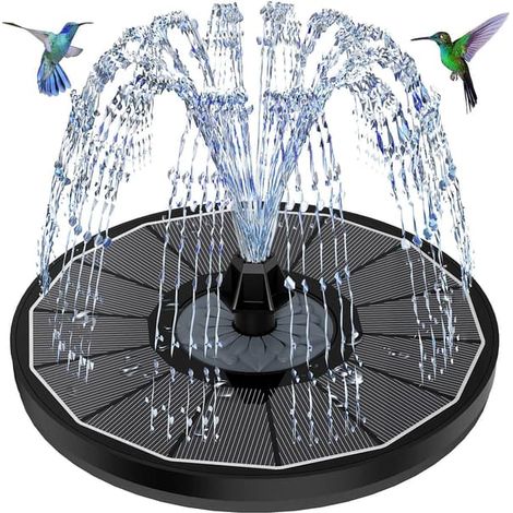 Fontaines solaires, 3,5 W, alimentées par 2000 batteries, éclairage LED coloré, pompe à eau extérieure avec 7 buses et 4 supports. (1/5)