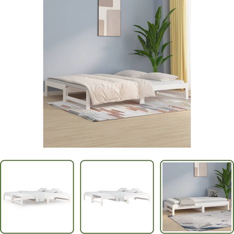 vidaXL Lit de jour - Lit coulissant sans matelas blanc 2x(90x190) cm (1/5)