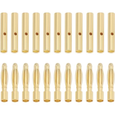 Lot de 30 Paires Connecteurs Bananes Mâles Et Femelles de 2 Mm Connecteurs à Balle Plaqués Or pour Batterie DIY Moteur ESC Batterie Ou Voitures DIY Bateaux Avions (1/5)