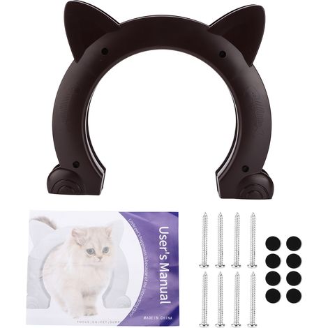 Passage pour chat en forme d’oreille avec motif écaille en ABS, dimensions 22,5 × 26,5 cm, fixation par vis pour portes intérieures (1/5)