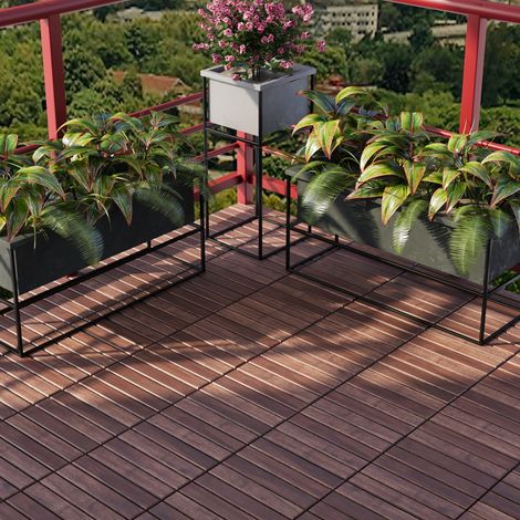 Klickfliesen Alliste 10er Set 6 Lamellen Braun [casa.pro]