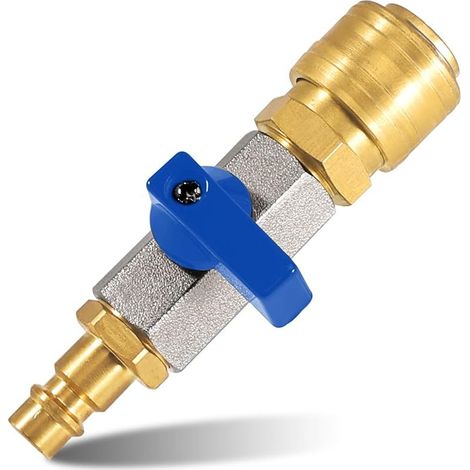 Robinet d'arrêt à air comprimé de 3/8", raccord à dégagement rapide, robinet à boisseau sphérique à air comprimé de 3/8", vanne de remplissage d'air, avec buse NW 7.2, accessoires d'outils à air (1/5)