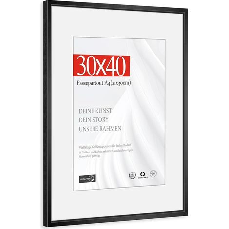 Bilderrahmen 30x40cm Passepartout 21x30cm Alu Schwarz 30x40cm 1x (1/5)