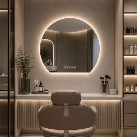 Espejo LED de baño de 80 cm en vidrio plateado, antivaho moderno FloraGrace (1/5)