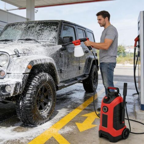 NALOOKAMIC Mousse Gun, 1L Pulvérisateur à Mousse, Pistolet de Pulvérisation Réglable pour Distributeur de Savon Connecté au Tuyau D'arrosage Universel, pour la Tuyau Arrosage, le Lavage de la Voiture