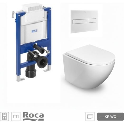 Pack WC ROCA Duplo bajo ventana PL7 blanco mat inodoro suspendido Round Smart blanco brillo de Koller Pool (1/5)