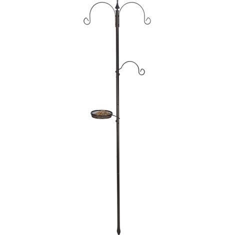 Mangeoire pour oiseaux - Hauteur env. 190 cm - 3 supports pour boules de graisse et mangeoire