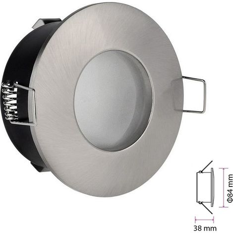 Collerette support d'encastrement GU10 / MR16 Étanche IP65 INOX, pour Salle de Bain, douille incl - Digilamp (1/5)