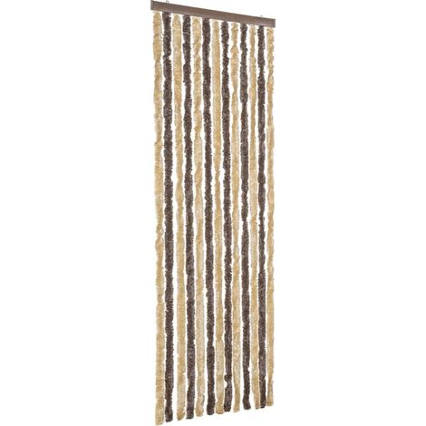 vidaXL Cortina antimoscas chenilla marrón oscuro y beige 56x185 cm (1/2)