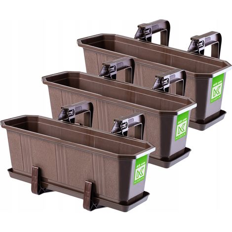 KADAX 3x Caja de balcón 40 cm con asas marrones (1/5)