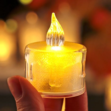 (12 lumières blanches chaudes) Bougies LED sans flamme, bougeoir électronique alimenté par piles, adapté à une utilisation en intérieur.