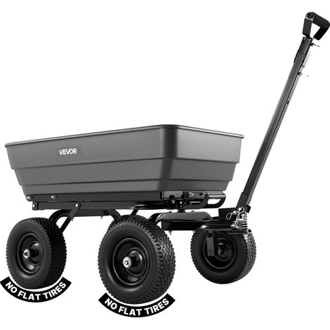 Carrello da giardino Vevor in polietilene, cassonetto, carrelli e carriole da giardino resistenti, portata 800 libbre/363,6 kg, ruote da 10"/25,4 cm, design pratico, ruote grandi (1/2)
