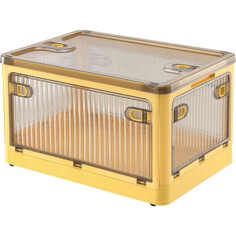 1-teiliges Aufbewahrungsbox-Set mit Deckel, 28 Liter stapelbare Aufbewahrungsbox mit Rollen, zusammenklappbare 5-türige Aufbewahrungsbox, Spielzeug-Organizer, Aufbewahrungsschrank (gelb)
