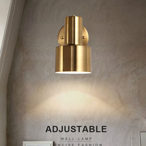 Applique murale d'intérieur moderne E27 dorée - Applique murale créative - Bras pivotant réglable avec abat-jour pour chambre, couloir, escalier - Applique murale de style industriel simple une pièce (1/3)