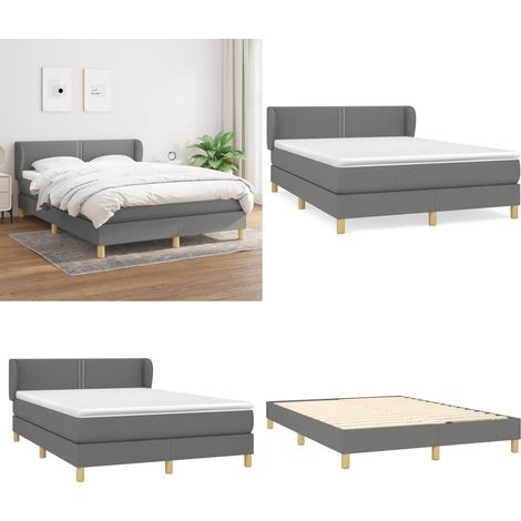 Boxspringbett mit Matratze Dunkelgrau 140x190 cm Stoff - Boxspringbett - Doppelbett - Bettenrahmen - Lattenrost - Matratze - Home & Living (1/5)