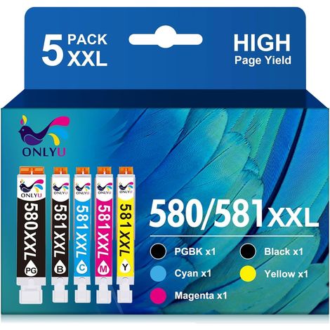 PGI-580 CLI-581 Cartouches d'encre Compatible pour Canon 580 581 XXL (1/5)