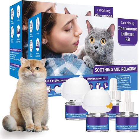 Diffuseur Chat Anti-Stress Diffuseur Et Recharges De 48 Ml Formule Sans Odeur Couverture Jusqu’à 65 M² (1/5)