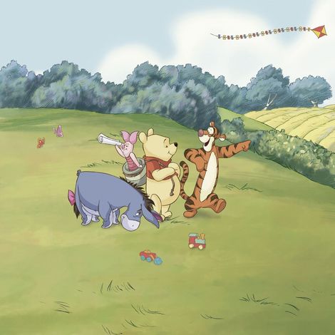 papier peint panoramique Winnie l'ourson multicolore  - Komar