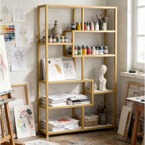 Libreria scaffale 8 ripiani metallo 180x100x20 OKMYHOME (1/5)