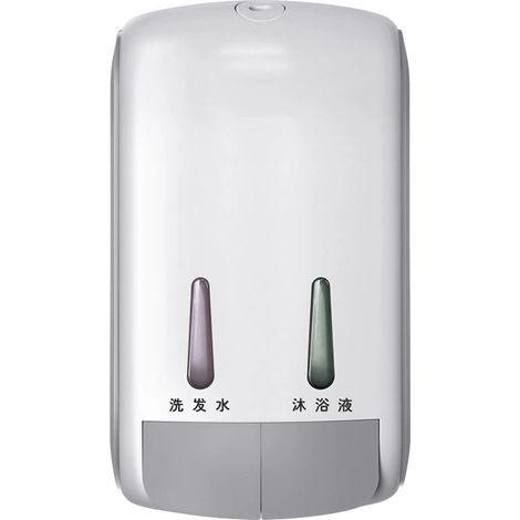Dispensador de jabón de doble compartimento, dispensador de jabón de pared, gran capacidad de 800 ml, adecuado para hoteles, baños domésticos, aseos y cocinas. (1/3)