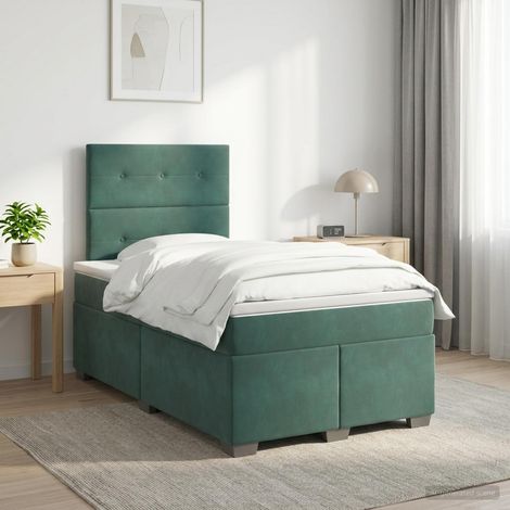 Cama box spring con colchón Verde oscuro 120 x 200 cm (1/5)