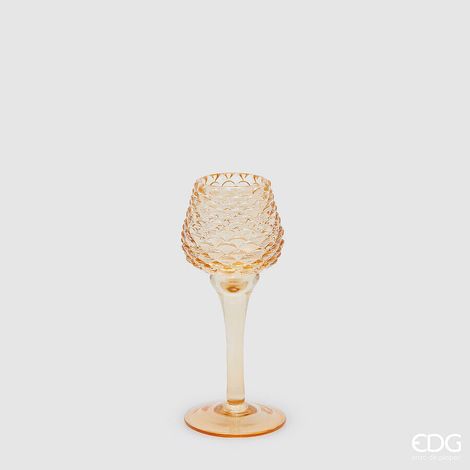 EDG Enzo De Gasperi Portacandela Pigna Calice Natale H 18,5 Cm D 7,5 Cm Amber