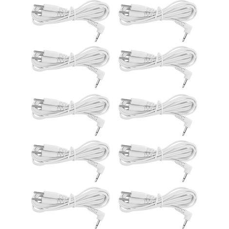 Lot de 10 câbles électrodes 2-en-1 DC2.5mm 1,2m pour appareil TENS, fils conducteurs à broches pour machine de physiothérapie (1/5)