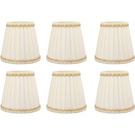 Lot de 6 petits abat-jours en tissu – Installation à clipser – Dimensions 9x14x13cm – Pour ampoules E14 – Style moderne pour bureau et salon (1/5)
