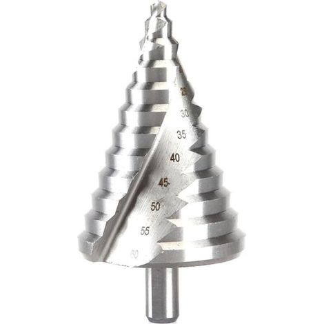 Foret étagé 6-60 mm, queue de 11,5 mm, foret à rainure hélicoïdale en acier rapide pour bois, plastique et tôle (1/5)