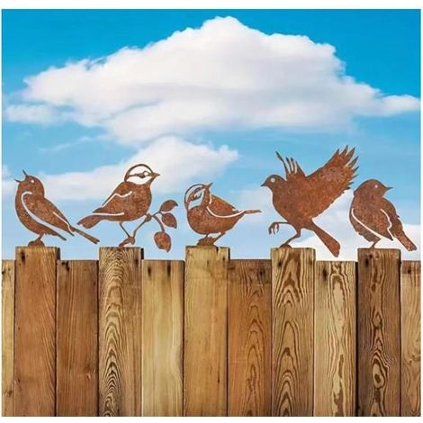 5 Außen-Dekorationen Vögel, Vogelornamente für Gärten, Terrassen, Höfe und Parks