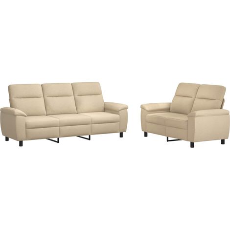 Sofa-Set 2 pcs Creme Stoff vidaXL