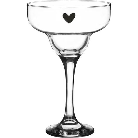 Verre à Martini et Cocktail 200 ml en Verre avec Motif Cœur Noir Ø 7 x 17 cm - PANGIVO